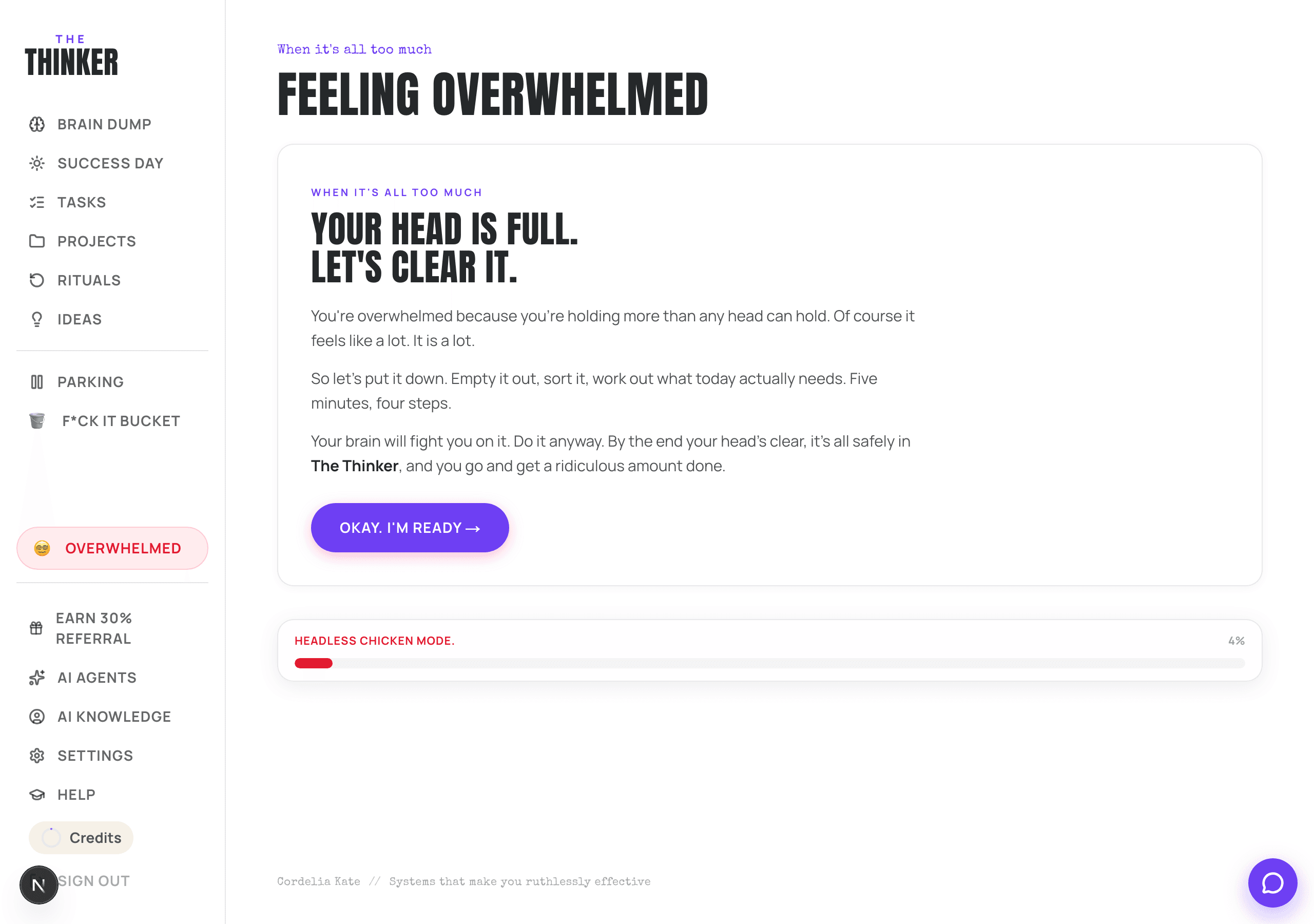 The Feeling Overwhelmed page at the start of the walkthrough.